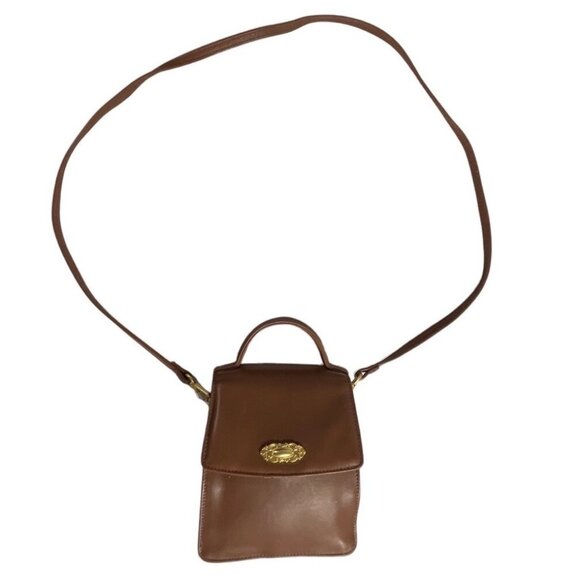 Fossil Women's Brown Leather Gold Tone Crossbody Bag With Magnetic Lock Sz S - Picture 2 of 10